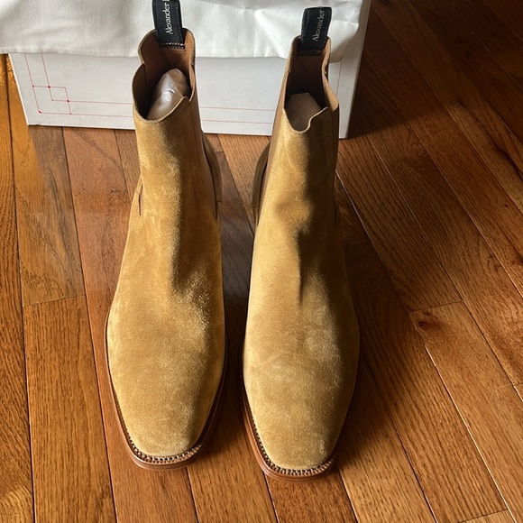 Alexander McQueen Metal Heel Ankle Boots - Suede - Tan/Silver - Picture 4 of 10